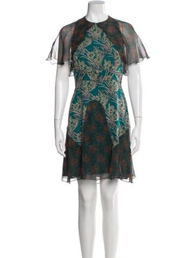 Pre-owned Anna Sui Silk Mini Dress In Green