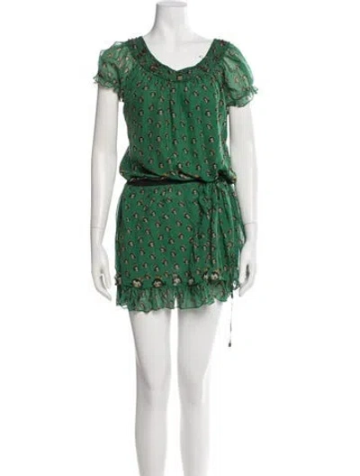 Pre-owned Anna Sui Silk Mini Dress In Green