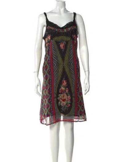 Pre-owned Anna Sui Silk Mini Dress In Green