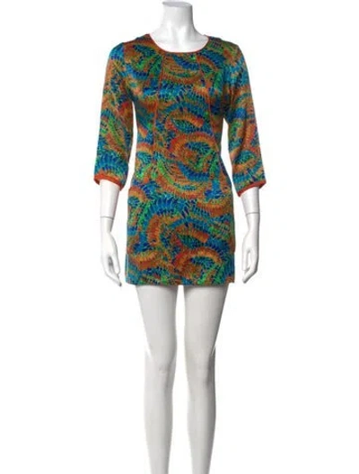Pre-owned Anna Sui Silk Mini Dress In Green