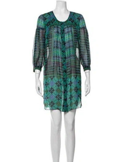 Pre-owned Anna Sui Silk Mini Dress In Green