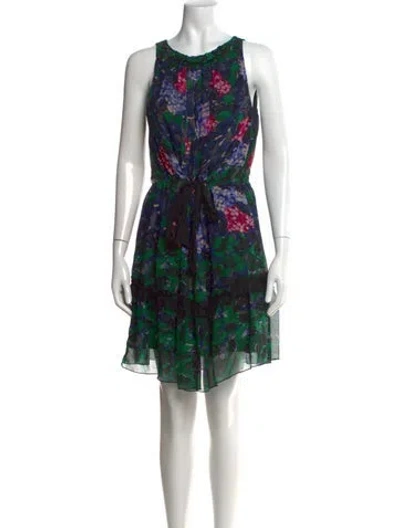Pre-owned Anna Sui Silk Mini Dress In Green