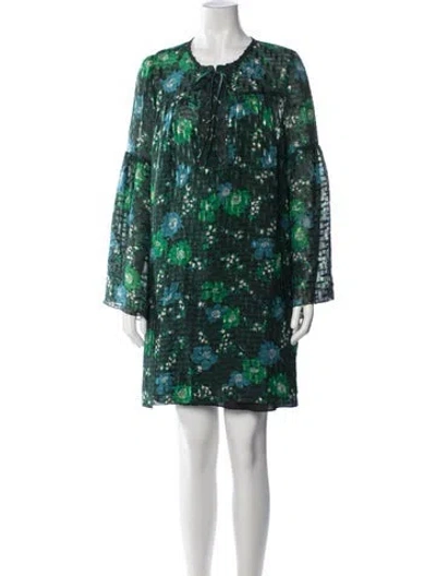 Pre-owned Anna Sui Silk Mini Dress In Green