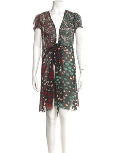 Pre-owned Anna Sui Silk Mini Dress In Multi