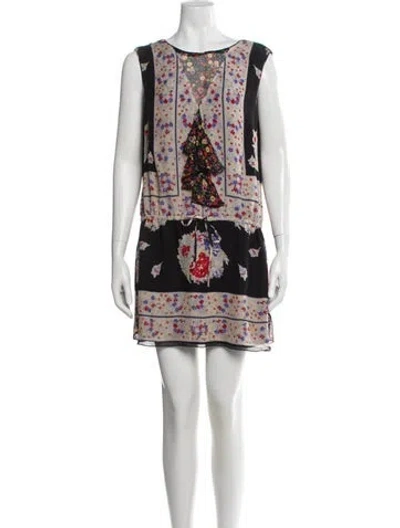 Pre-owned Anna Sui Silk Mini Dress In Multi