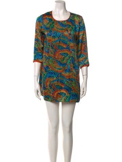 Pre-owned Anna Sui Silk Mini Dress In Multi