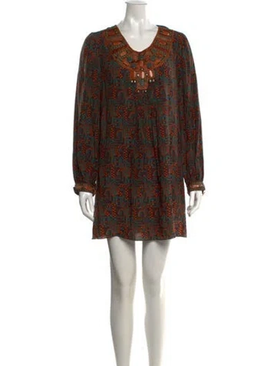 Pre-owned Anna Sui Silk Mini Dress In Multicolor
