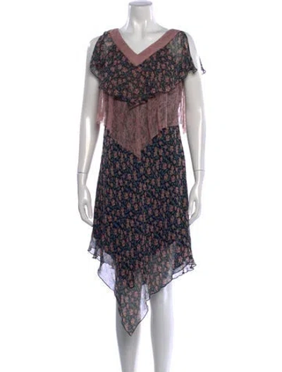 Pre-owned Anna Sui Silk Mini Dress In Multicolor