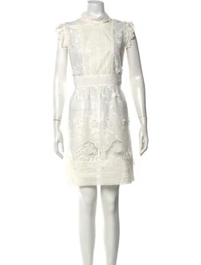 Pre-owned Anna Sui Silk Mini Dress In Neutrals