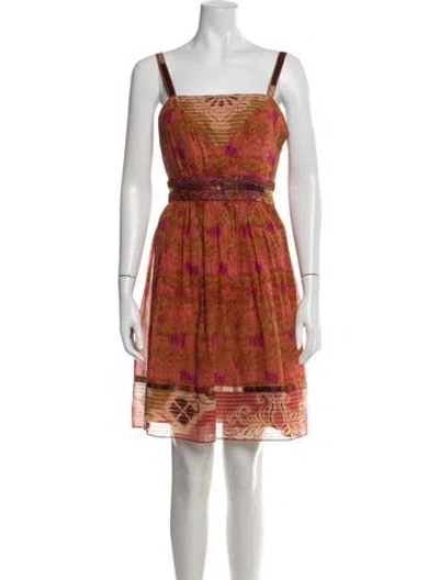 Pre-owned Anna Sui Silk Mini Dress In Orange