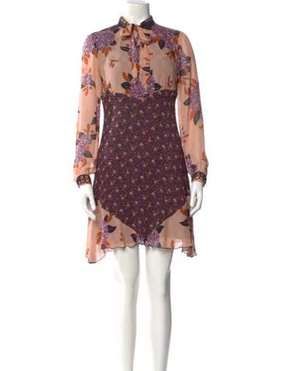 Pre-owned Anna Sui Silk Mini Dress In Pink