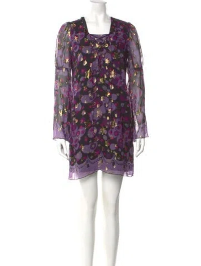 Pre-owned Anna Sui Silk Mini Dress In Purple