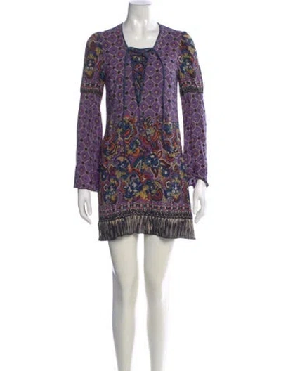 Pre-owned Anna Sui Silk Mini Dress In Purple