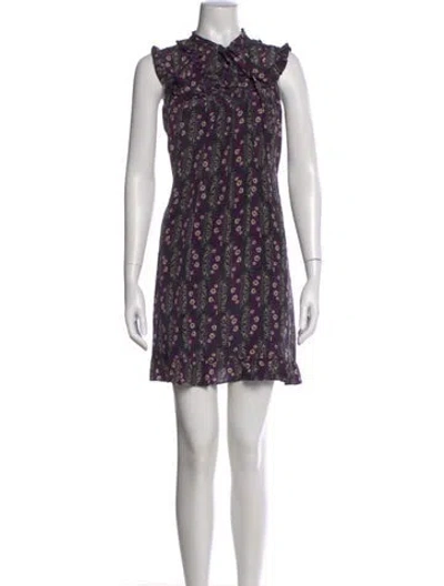 Pre-owned Anna Sui Silk Mini Dress In Purple