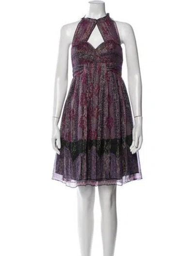 Pre-owned Anna Sui Silk Mini Dress In Purple