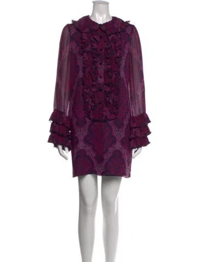 Pre-owned Anna Sui Silk Mini Dress In Purple