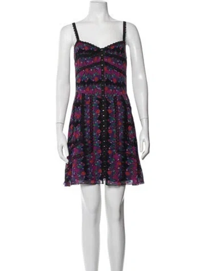 Pre-owned Anna Sui Silk Mini Dress In Purple