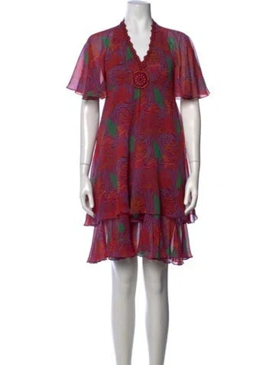 Pre-owned Anna Sui Silk Mini Dress In Purple