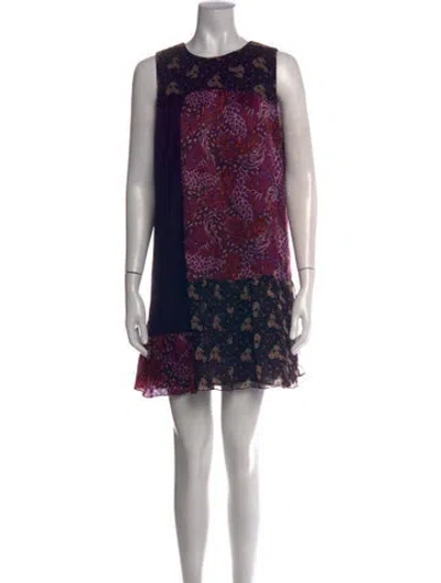 Pre-owned Anna Sui Silk Mini Dress In Purple