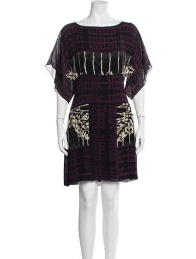 Pre-owned Anna Sui Silk Mini Dress In Purple