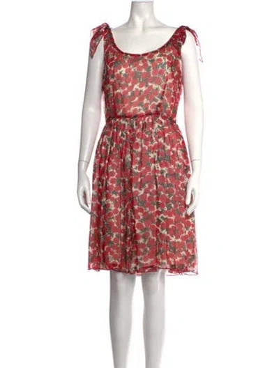Pre-owned Anna Sui Silk Mini Dress In Red