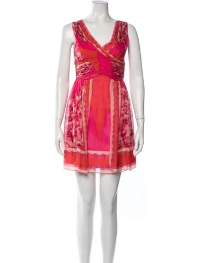 Pre-owned Anna Sui Silk Mini Dress In Red