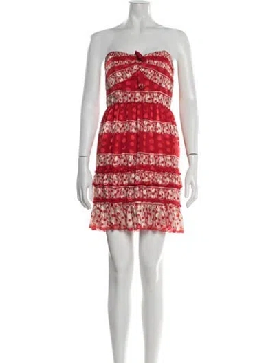 Pre-owned Anna Sui Silk Mini Dress In Red/white