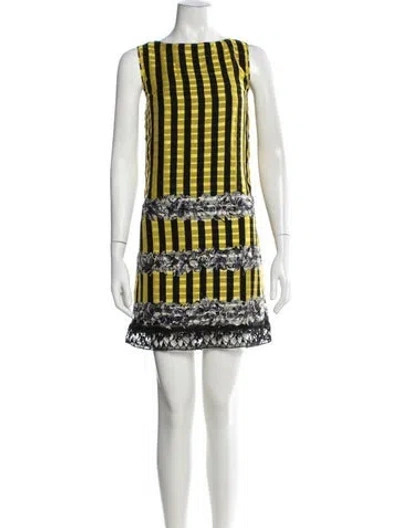Pre-owned Anna Sui Silk Mini Dress In Yellow