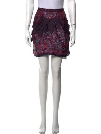 Pre-owned Anna Sui Silk Mini Skirt In Purple