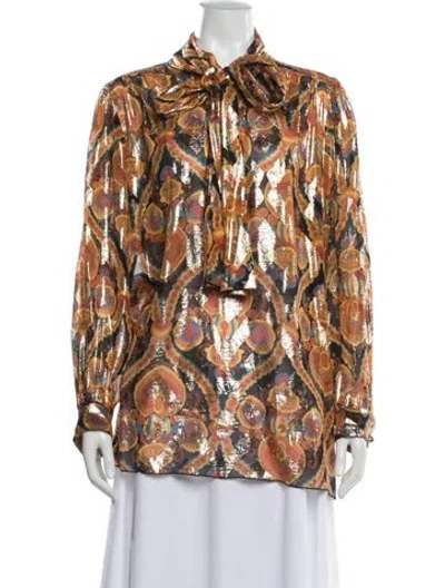 Pre-owned Anna Sui Silk Paisley Print Blouse In Multi