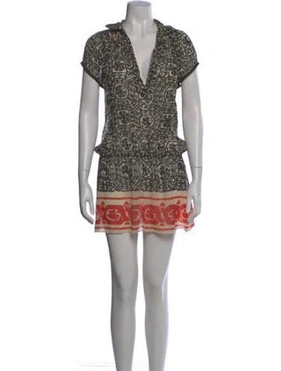 Pre-owned Anna Sui Silk Patterned Top In Black