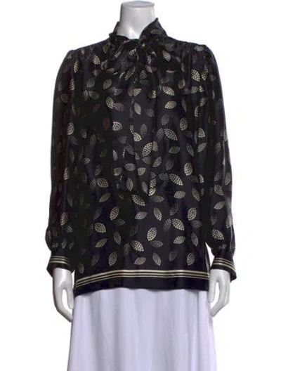 Pre-owned Anna Sui Silk Printed Blouse In Blue