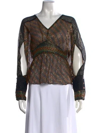 Pre-owned Anna Sui Silk Printed Blouse In Multicolor