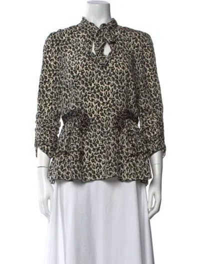 Pre-owned Anna Sui Silk Printed Blouse In Neutral
