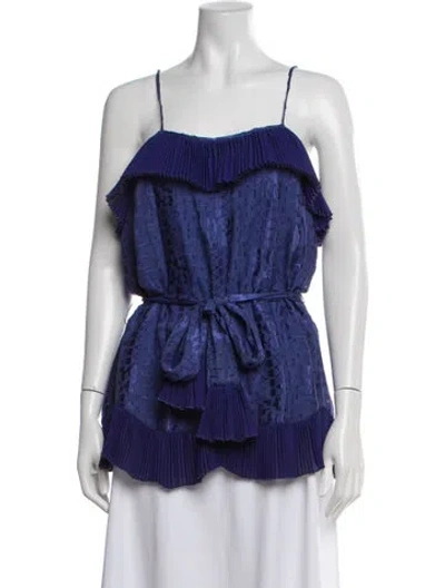 Pre-owned Anna Sui Silk Printed Top In Blue
