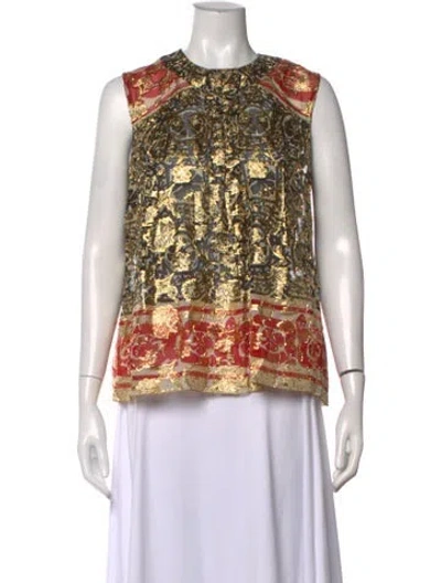 Pre-owned Anna Sui Silk Printed Top In Multicolor