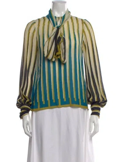 Pre-owned Anna Sui Silk Striped Blouse In Multi
