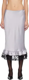 Anna Sui Silver Boudoir Satin Lace Midi Skirt In Multi