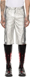 Anna Sui Silver Cargo Shorts In Silver