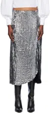 Anna Sui Silver Ruched Midi Skirt In Silver Multi
