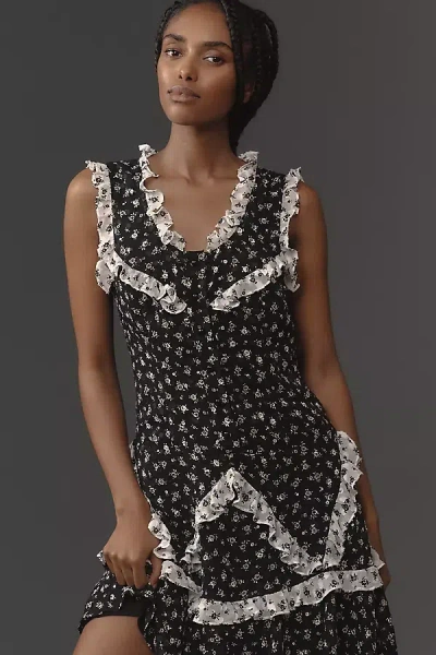 Anna Sui Sleeveless Ruffled Mini Dress In Multicolor
