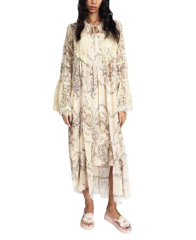 Anna Sui Spirit Bloom Chiffon Peignoir In Brown
