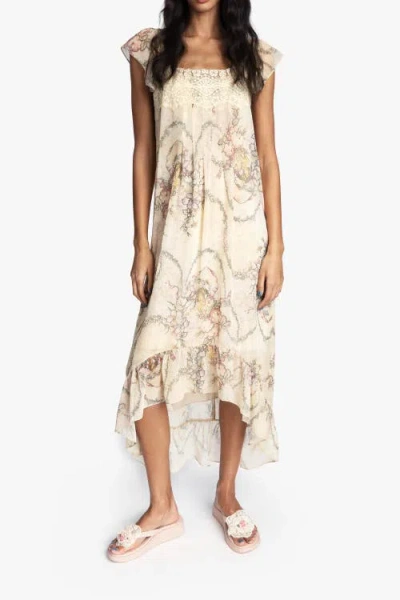 Anna Sui Spirit Bloom Chiffon Ruffle Dress In Neutral