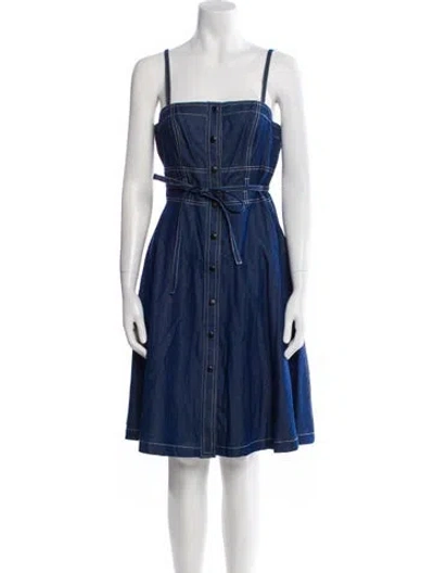 Pre-owned Anna Sui Square Neckline Knee-length Dress In Blue