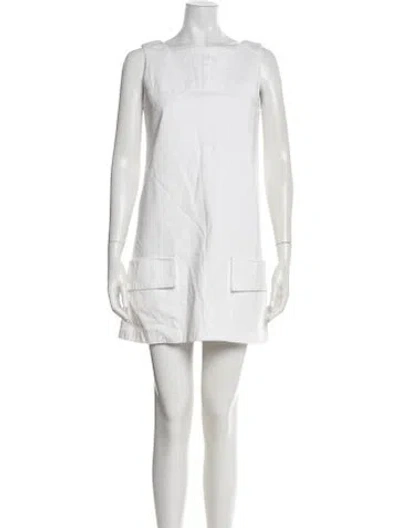 Pre-owned Anna Sui Square Neckline Mini Dress In White