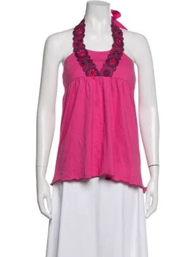 Pre-owned Anna Sui Square Neckline Sleeveless Top In Pink