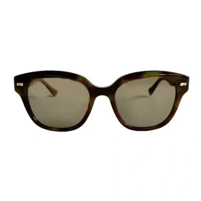 Pre-owned Anna Sui Square Sunglasses 61-0001 Havana/brown Dot/black Metal Logo Japan In 1. Havana