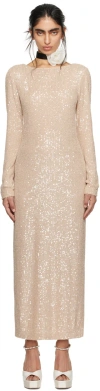 Anna Sui Ssense Exclusive Beige Open Back Midi Dress In Champagne