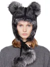 Anna Sui Ssense Exclusive Black & Gray Faux Fur Teddy Bear Hat In Gray