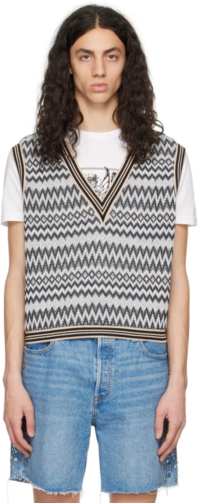 Anna Sui Ssense Exclusive Black & White Zig Zag Vest In Black Multi